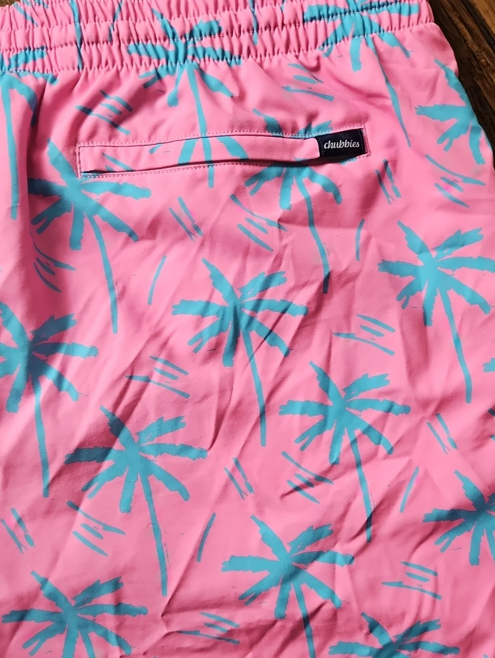 Chubbies XXL 5.5 Inseam Two-Tone Pink & Blue Palm Swim Trunks